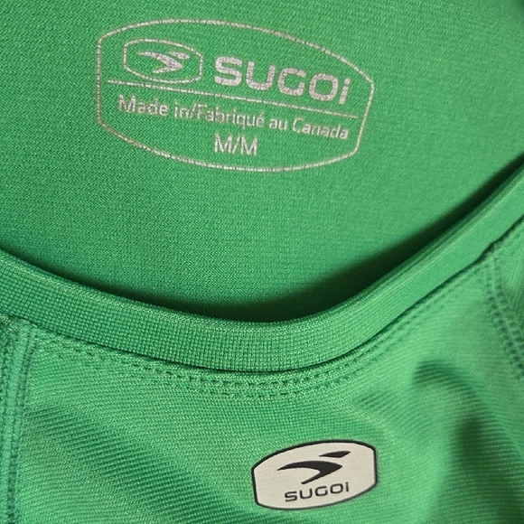 MEN'S SUGOI LONG SLEEVE SHIRT GREEN GRAY MESH CYCLING RUNNING SPORTS SWIMMING - Picture 2 of 7